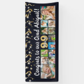 Glückwunsch Grad 12 Foto Collage Black Gold Confet Banner (Vertikal)
