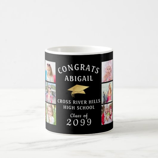 GLÜCKWUNSCH GRAD 12 Foto Collage Gold Cap Kaffeetasse (Mittel)