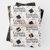 Glückwunsch Grad 2024 Schwarz-Gold-Umschlagpapier Geschenkpapier Set (Beispiel)