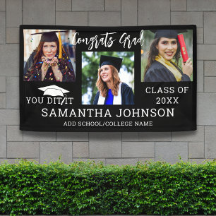 Glückwunsch Grad 2025 Graduation Cap 3 Foto Schwar Banner