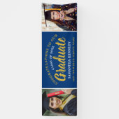 Glückwunsch Grad 2 Foto Blau und Gold Abschluss Banner (Vertikal)