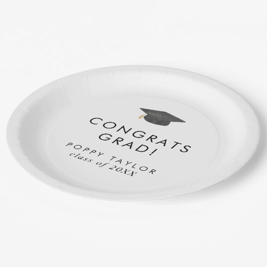 Glückwunsch Grad Abschluss Pappteller (Schrägansicht)