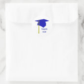 Glückwunsch Grad Blue Cap Gelber Tassel Abschluss Runder Aufkleber (Tasche)