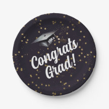 Glückwunsch Grad Blue Gold Confetti Graduation Par