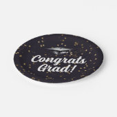 Glückwunsch Grad Blue Gold Confetti Graduation Par Pappteller (Schrägansicht)