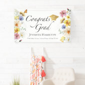 Glückwunsch Grad | Boho Wildblume Graduation Party Banner (Insitu)