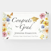 Glückwunsch Grad | Boho Wildblume Graduation Party Banner (Horizontal)