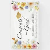 Glückwunsch Grad | Boho Wildblume Graduation Party Banner (Vertikal)