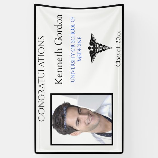 Glückwunsch Grad Caduceus Schwarz-weiß Banner (Vertikal)