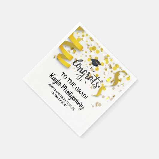 Glückwunsch Grad Cap Gold Confetti Feierlich Custo Serviette (Ecke)