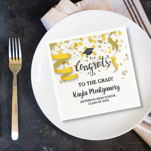 Glückwunsch Grad Cap Gold Confetti Feierlich Custo Serviette