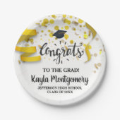 Glückwunsch Grad Cap Gold Confetti Streamer kunden Pappteller (Vorderseite)