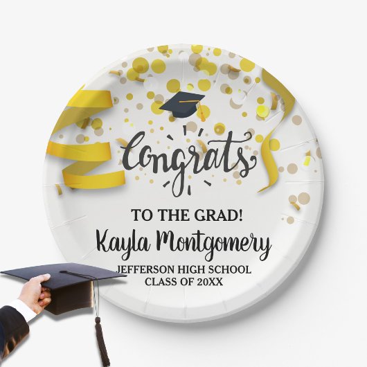 Glückwunsch Grad Cap Gold Confetti Streamer kunden Pappteller