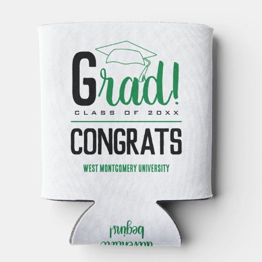 Glückwunsch Grad Cap Grün und Schwarz Dosenkühler (Rückseite)