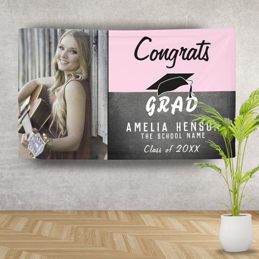 Glückwunsch Grad Chalkboard Foto Graduation Party Banner
