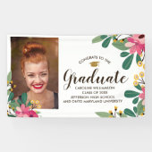 Glückwunsch Grad Custom Foto Floral Abschluss Unte Banner (Horizontal)