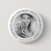 Glückwunsch Grad Einfaches Modernes Foto Button (Vorderseite)