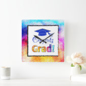 Glückwunsch Grad Farben, Spaß Quadratische Wanduhr (Zuhause)