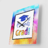 Glückwunsch Grad Farben, Spaß Quadratische Wanduhr (Winkel)