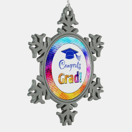 Glückwunsch Grad Farben, Spaß Schneeflocken Zinn-Ornament (Links)