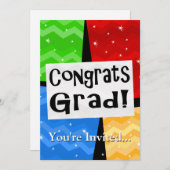 Glückwunsch Grad Festive Multicolor Graduation Par Einladung (Vorne/Hinten)