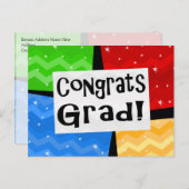 Glückwunsch Grad Festive Multicolor Graduation Par Einladungspostkarte (Vorne/Hinten)