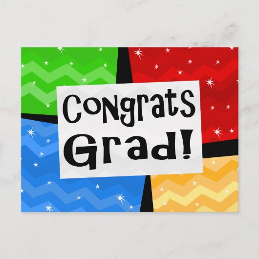 Glückwunsch Grad Festive Multicolor Graduation Par Einladungspostkarte (Vorderseite)