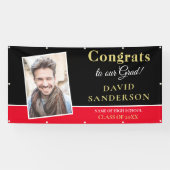 Glückwunsch Grad Foto Name Gold Schwarz Banner (Horizontal)