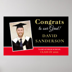 Glückwunsch Grad Foto Name Gold Schwarz Poster