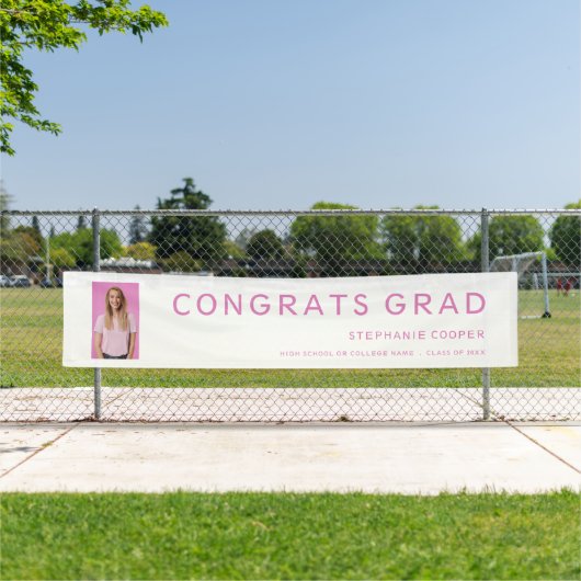 Glückwunsch Grad Foto Pink Text Abschluss Banner (Insitu)