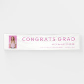Glückwunsch Grad Foto Pink Text Abschluss Banner (Horizontal)