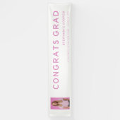 Glückwunsch Grad Foto Pink Text Abschluss Banner (Vertikal)