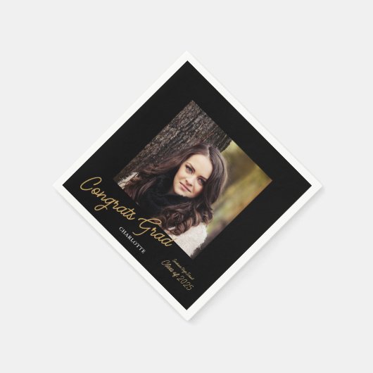 Glückwunsch Grad Foto Script Graduation Party Serviette (Ecke)