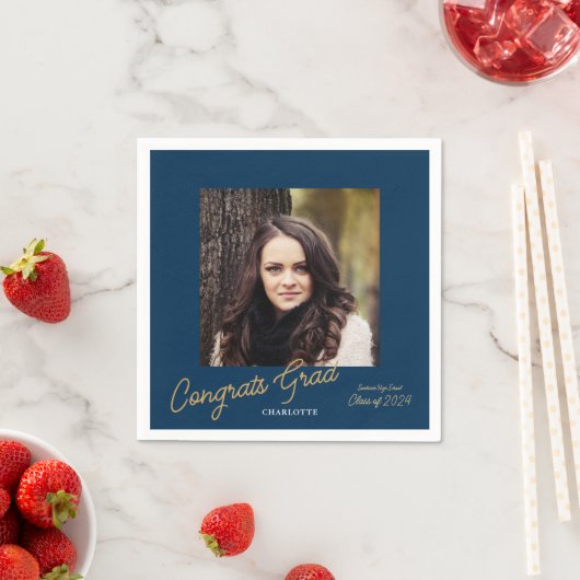 Glückwunsch Grad Foto Script Graduation Party Serviette (Beispiel)