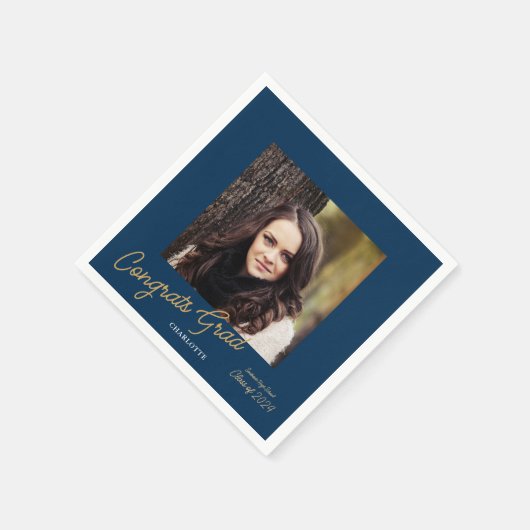 Glückwunsch Grad Foto Script Graduation Party Serviette (Ecke)