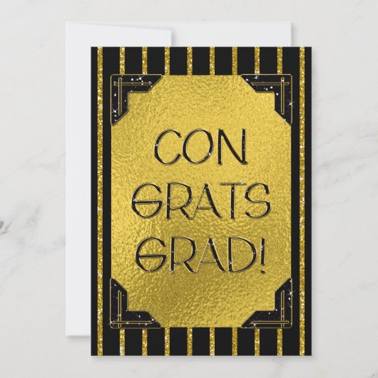 Glückwunsch Grad! Glitzer mit schwarzem Imitat Str (Vorderseite)