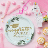 Glückwunsch Grad Gold Aquamarine Blumenstudium Pappteller (Party)