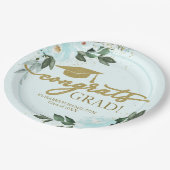 Glückwunsch Grad Gold Aquamarine Blumenstudium Pappteller (Schrägansicht)