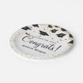 Glückwunsch Grad Gold Confetti Graduierungskarten Pappteller (Schrägansicht)