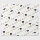 Glückwunsch Grad Gold Foil Graduation Cap and Tass Geschenkpapier (Flach)