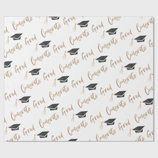 Glückwunsch Grad Gold Foil Graduation Cap and Tass Geschenkpapier (Flach)