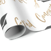 Glückwunsch Grad Gold Foil Graduation Cap and Tass Geschenkpapier (Rolleneckpunkt)