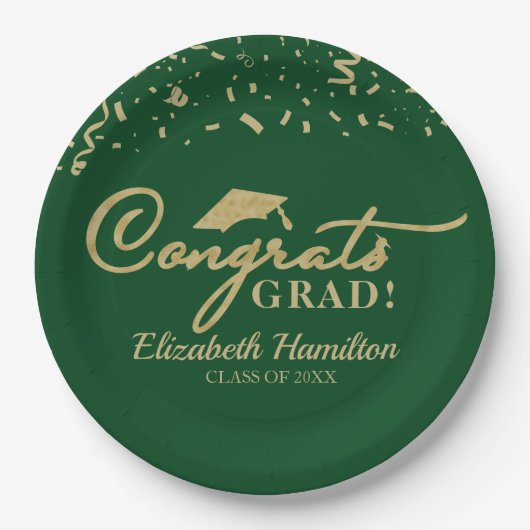 Glückwunsch Grad Gold Script Graduation Party Gree Pappteller (Vorderseite)
