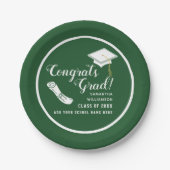 Glückwunsch Grad Grün und Weiß 2025 Pappteller (Vorderseite)