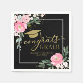 Glückwunsch Grad Hot Pink Abschluss Schwarz Serviette (Vorderseite)