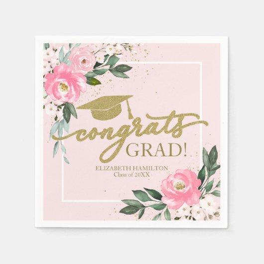 Glückwunsch Grad Hot Pink Abschluss Serviette (Vorderseite)