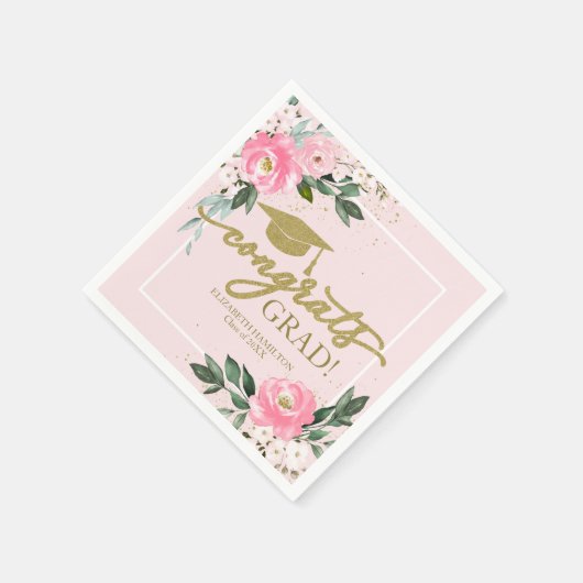 Glückwunsch Grad Hot Pink Abschluss Serviette (Ecke)