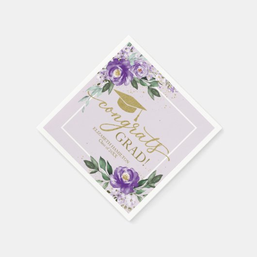 Glückwunsch Grad Lila Lavendel Party Serviette (Ecke)