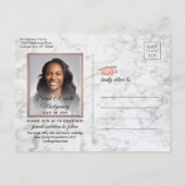 Glückwunsch Grad Marmor und rosa Save the Date Fot Ankündigungspostkarte (Rückseite)