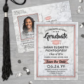 Glückwunsch Grad Marmor und rosa Save the Date Fot Ankündigungspostkarte